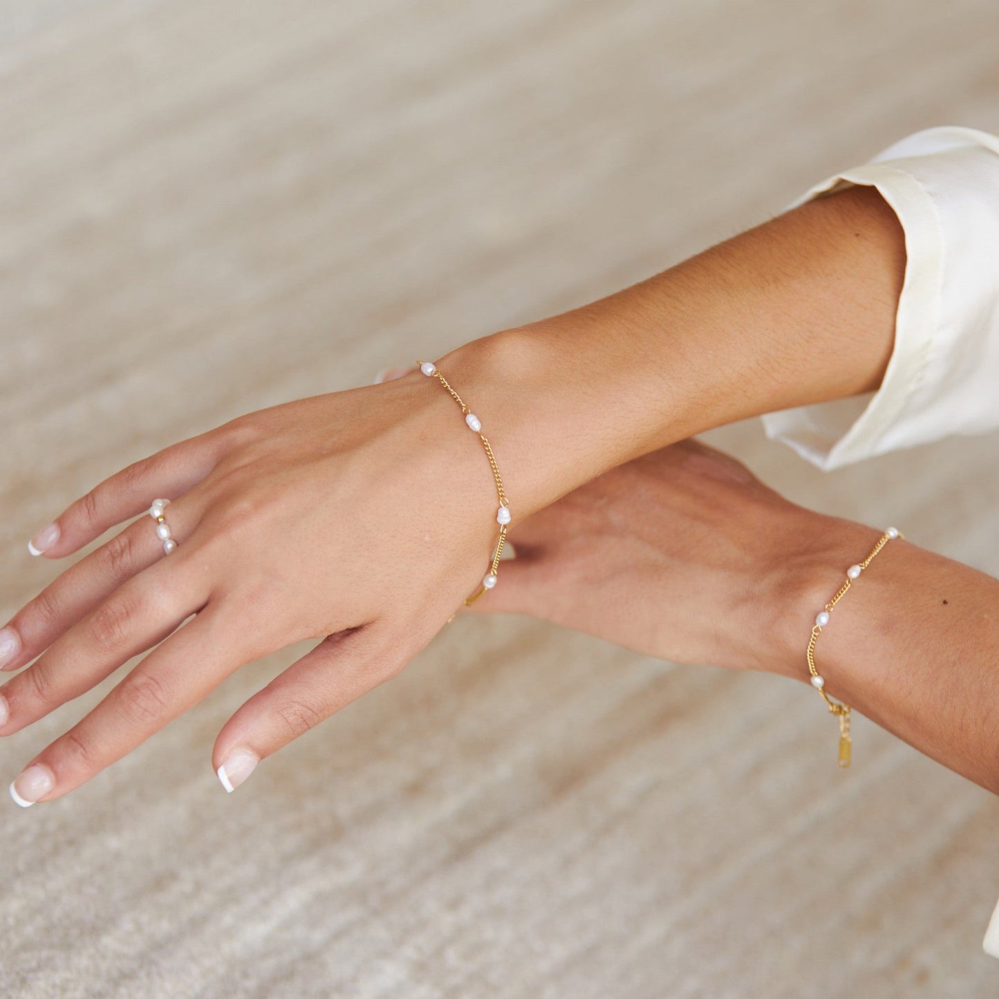 Damen Perlenarmband gold Süßwasserperlen Edelstahl wasserfest