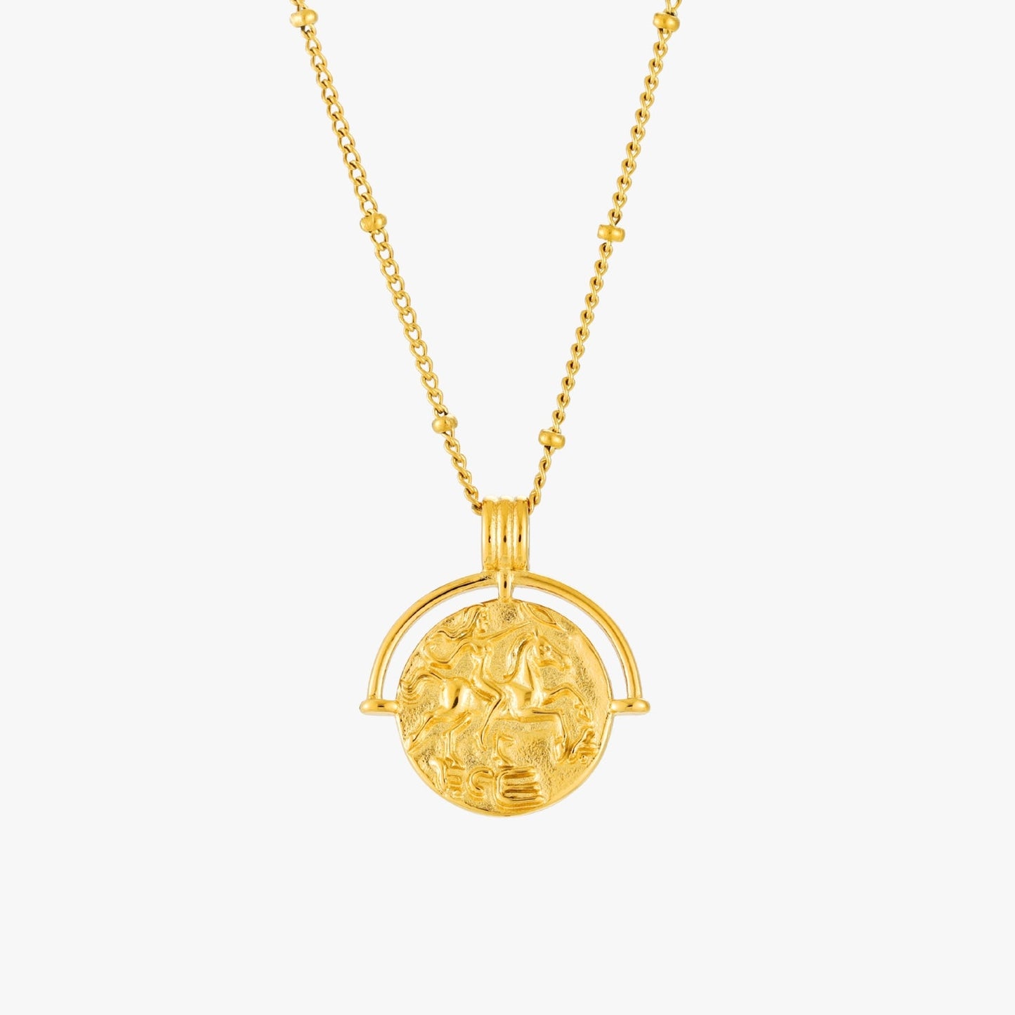 Damen Göttinnen Kette Gold mit Athena Anhänger wasserfest Edelstahl