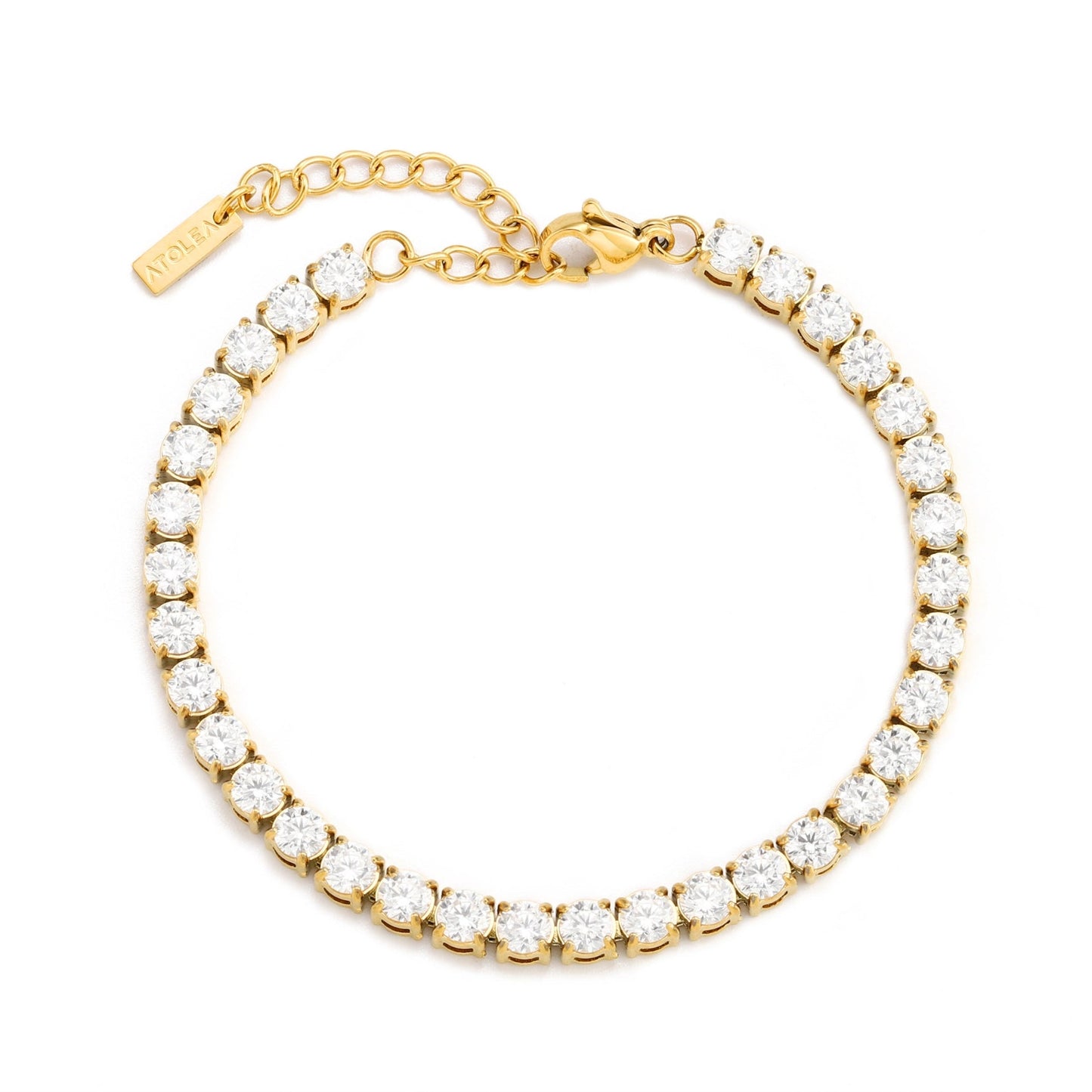 Damen Tennis Armband Gold mit Zirkonsteinen verstellbar wasserfest hypoallergen