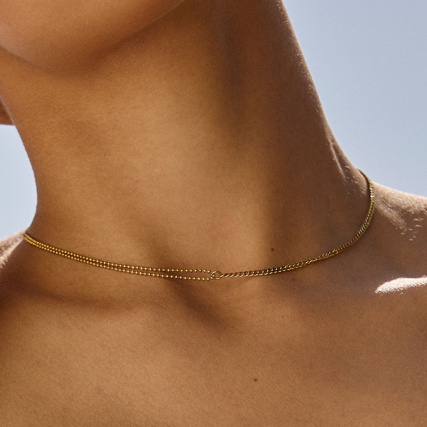 Damen Choker Halskette Gold Gliederkette verstellbar wasserdicht hypoallergen