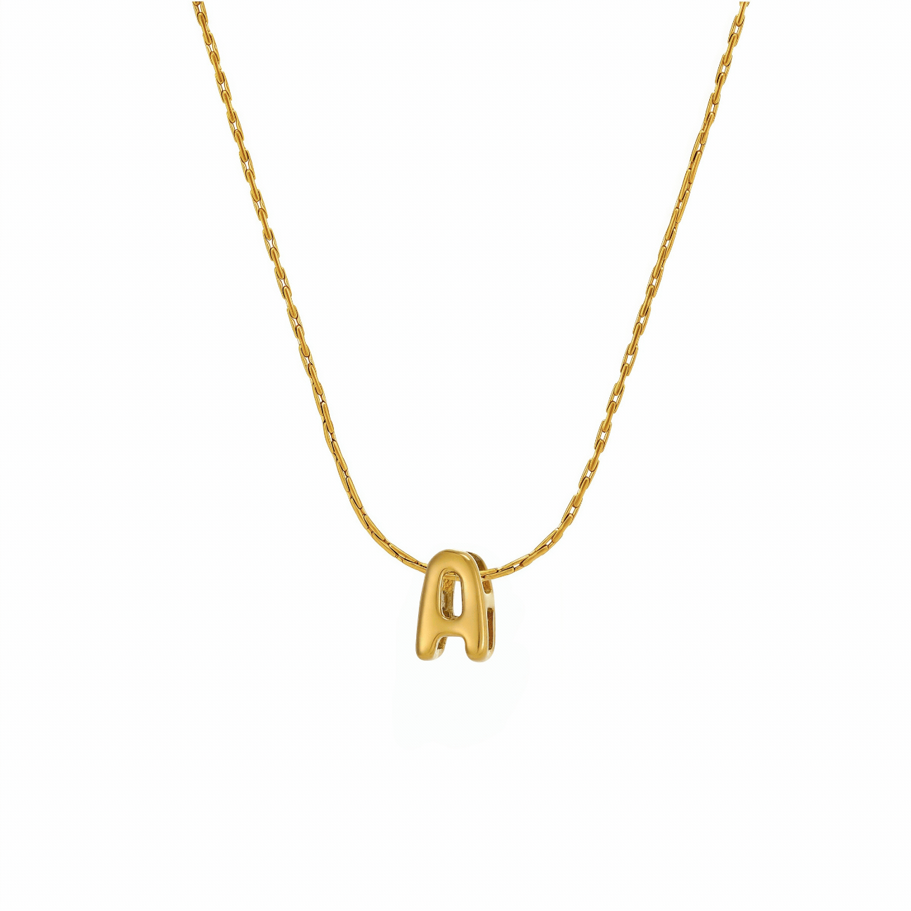 Damen Bubble Buchstaben Kette Gold personalisiert mit Initialen wasserfest