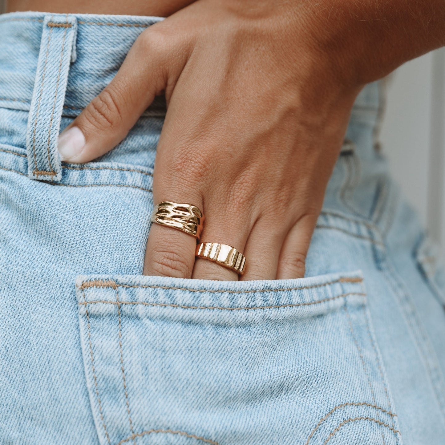 Damen Ring Gold chunky wasserfest hypoallergen