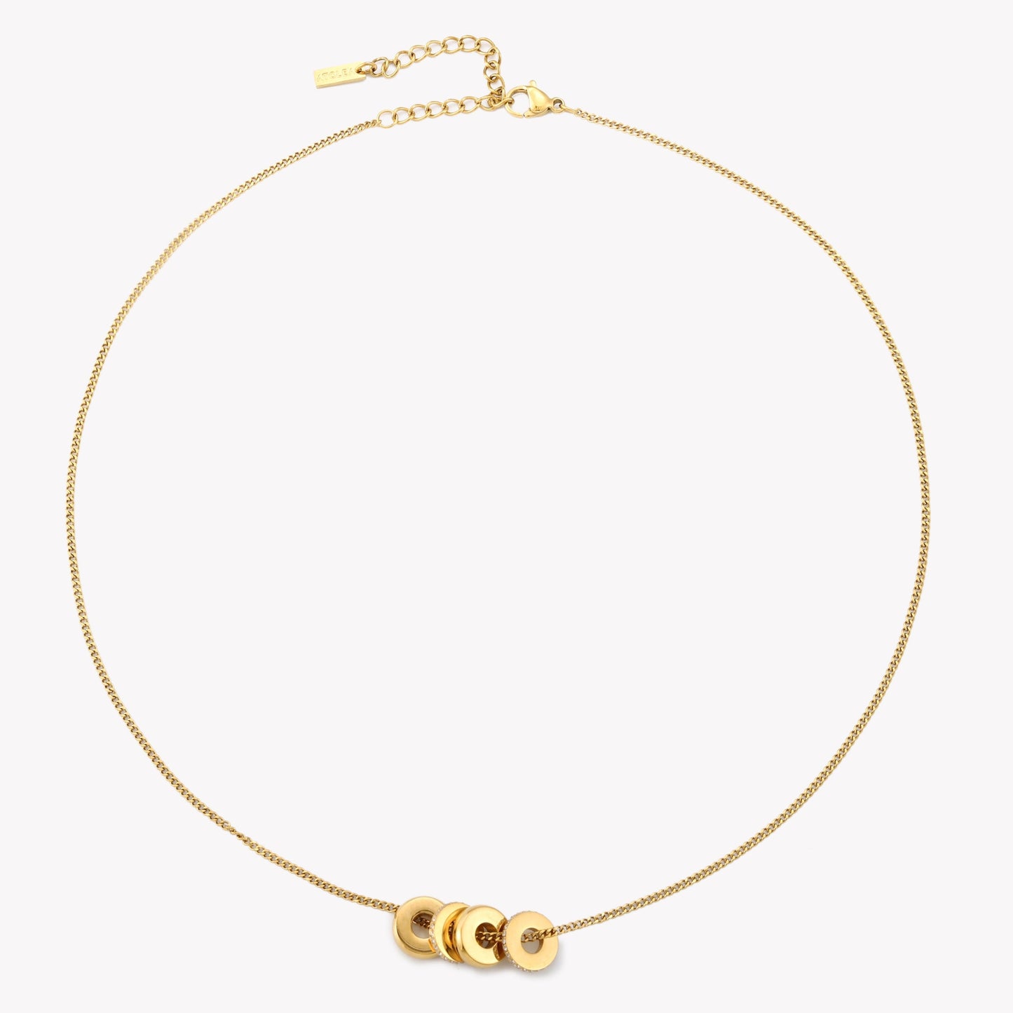 Damen Gold Halskette mit Zirkon Anhängern wasserfest