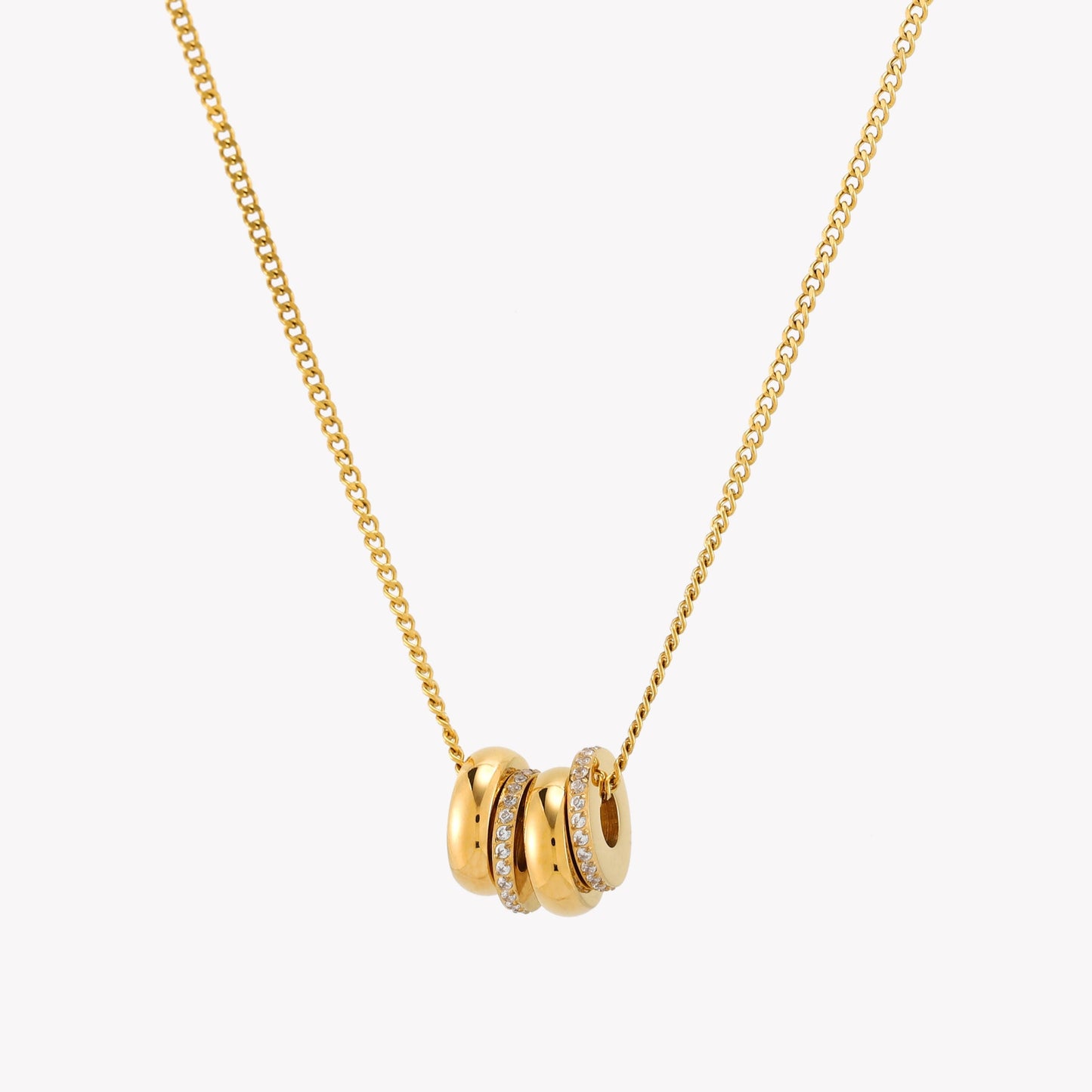 Damen Gold Halskette mit Zirkon Anhängern wasserfest
