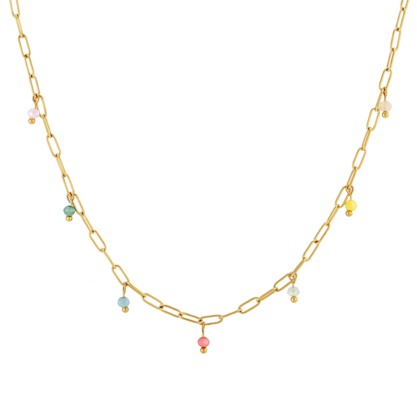 Damen Choker Gold mit bunten Anhängern wasserfest Halskette verstellbar