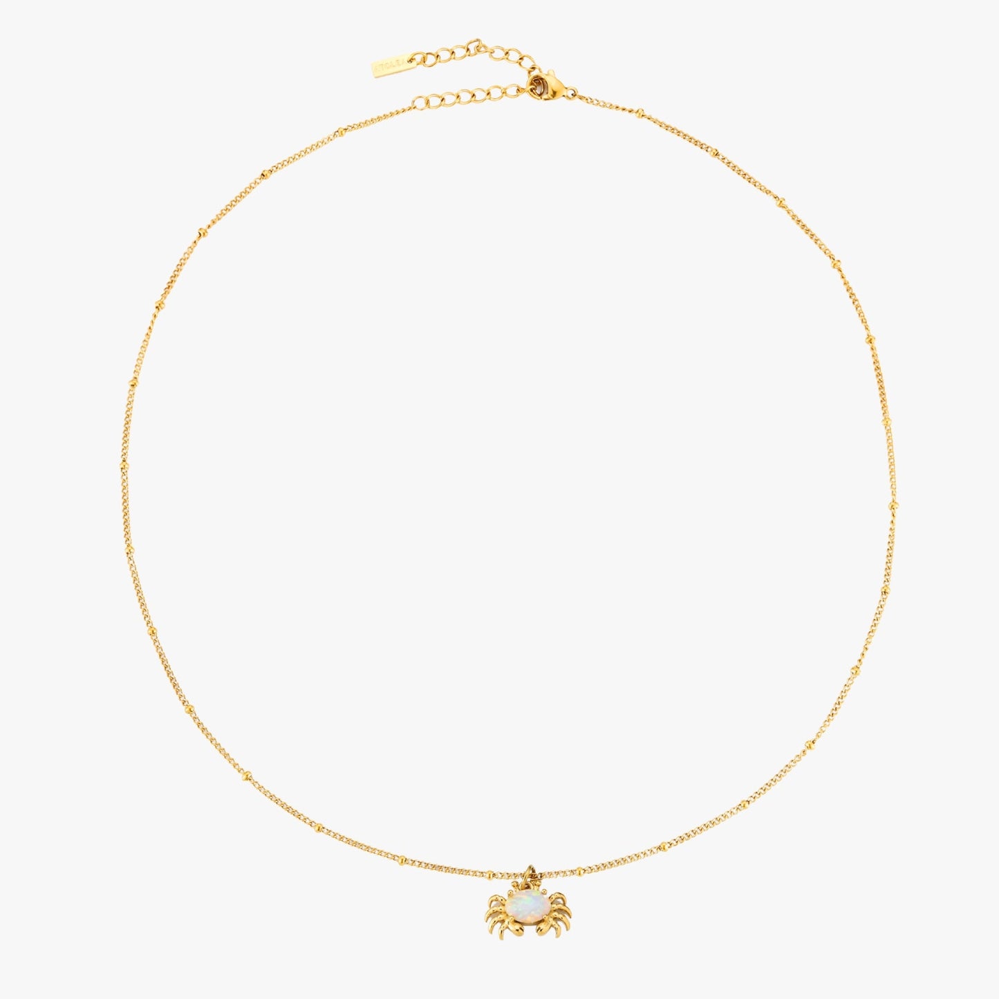 Damen Krebs Kette Gold mit Opal Anhänger wasserfest Edelstahl
