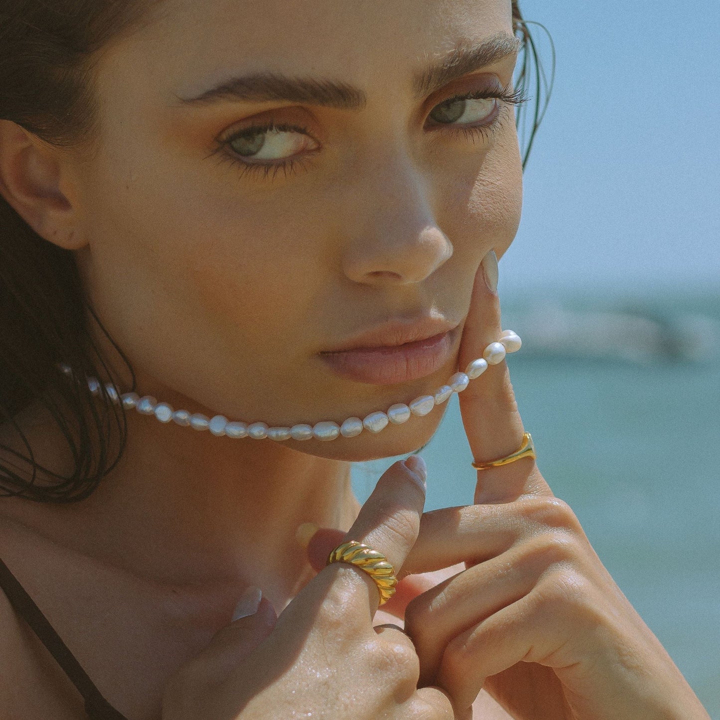 Damen Ring Gold Croissant Design wasserfest hypoallergen