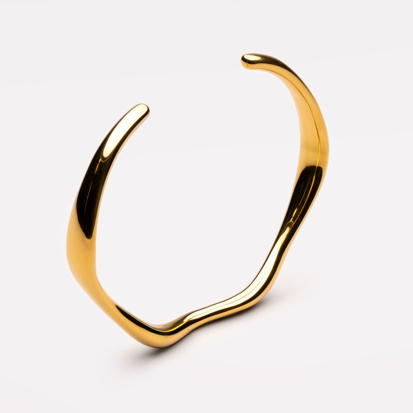Damen Armreif Gold Wellen-Design wasserfest hypoallergen Edelstahl offen