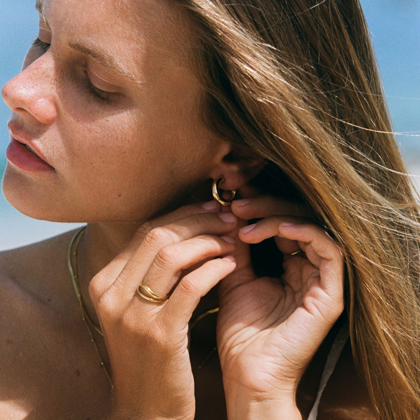 Damen Doppelring Gold wasserfest hypoallergen