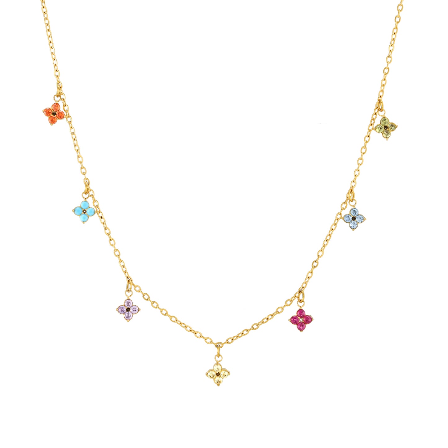 Damen Choker Halskette Gold Blumen Anhänger Zirkonia wasserdicht hypoallergen