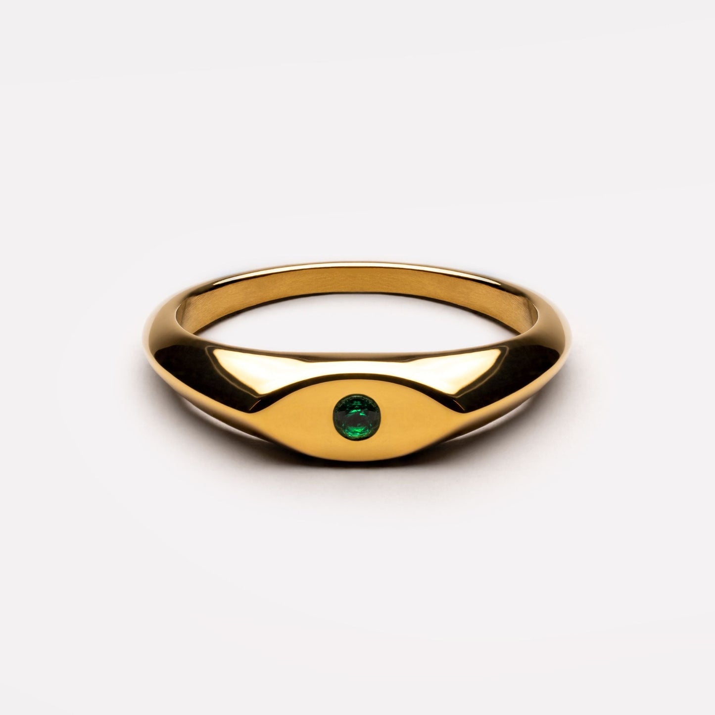 Damen Ring Gold Grün mit Zirkonstein, schmal, wasserfest, hypoallergen