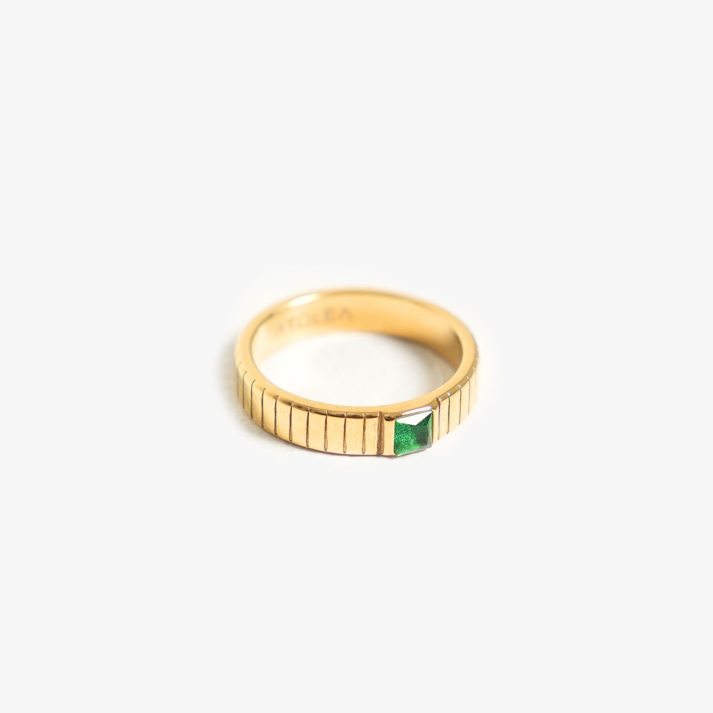 Damen Ring Grün Chunky mit Zirkonia, wasserfest, hypoallergen