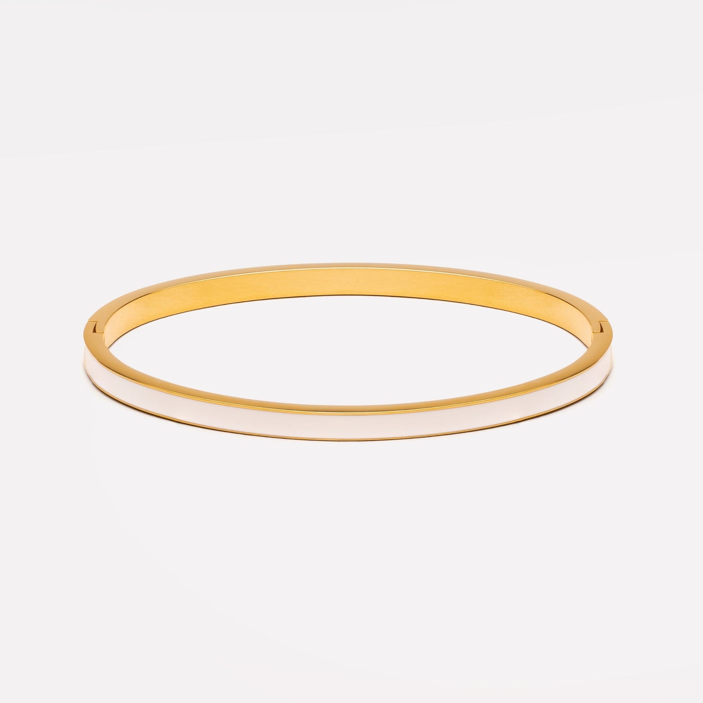 Damen Armreif Gold mit weißer Emaille wasserfest hypoallergen Edelstahl Bangle