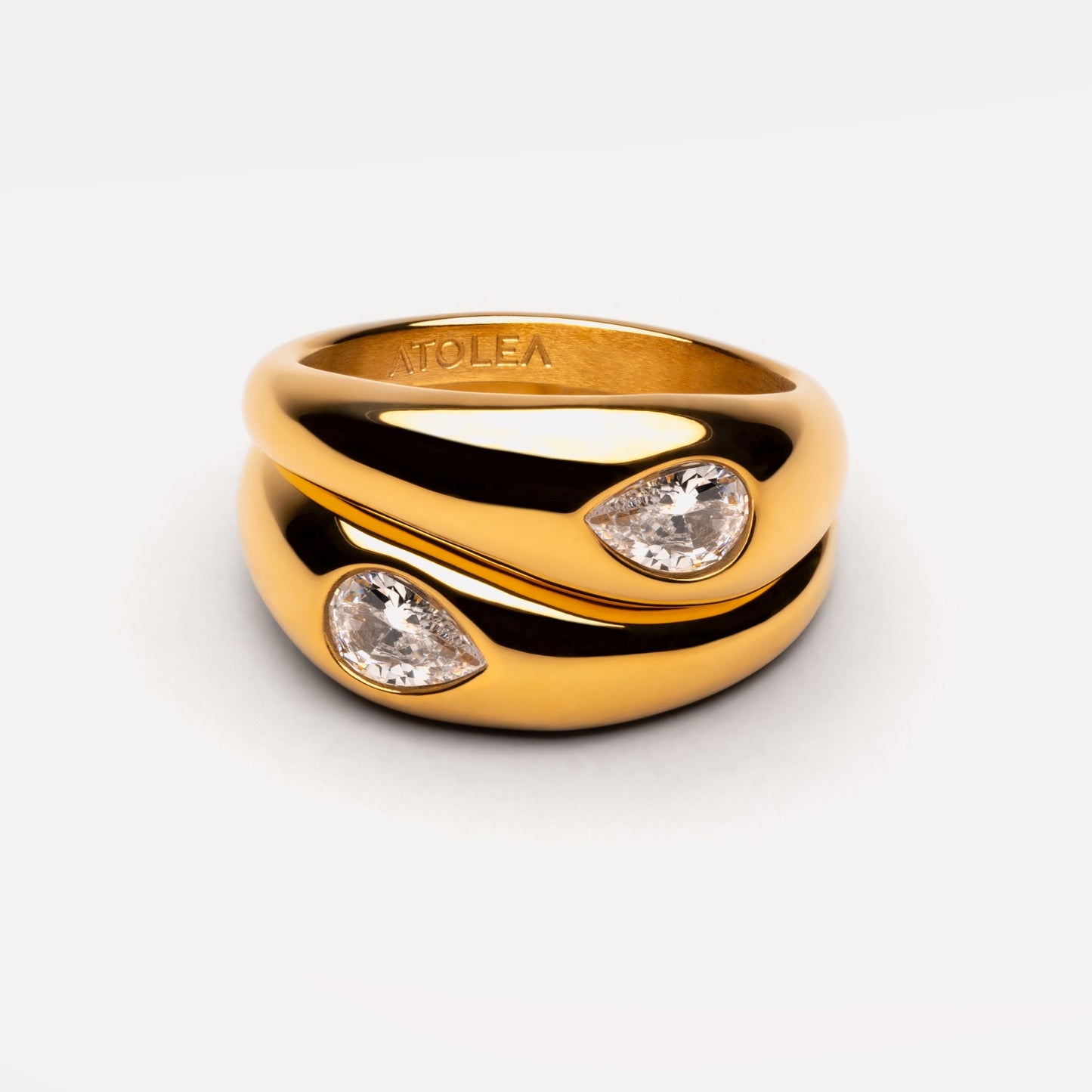 Damen Ring Set Gold wasserfest mit Zirkonen, hypoallergen
