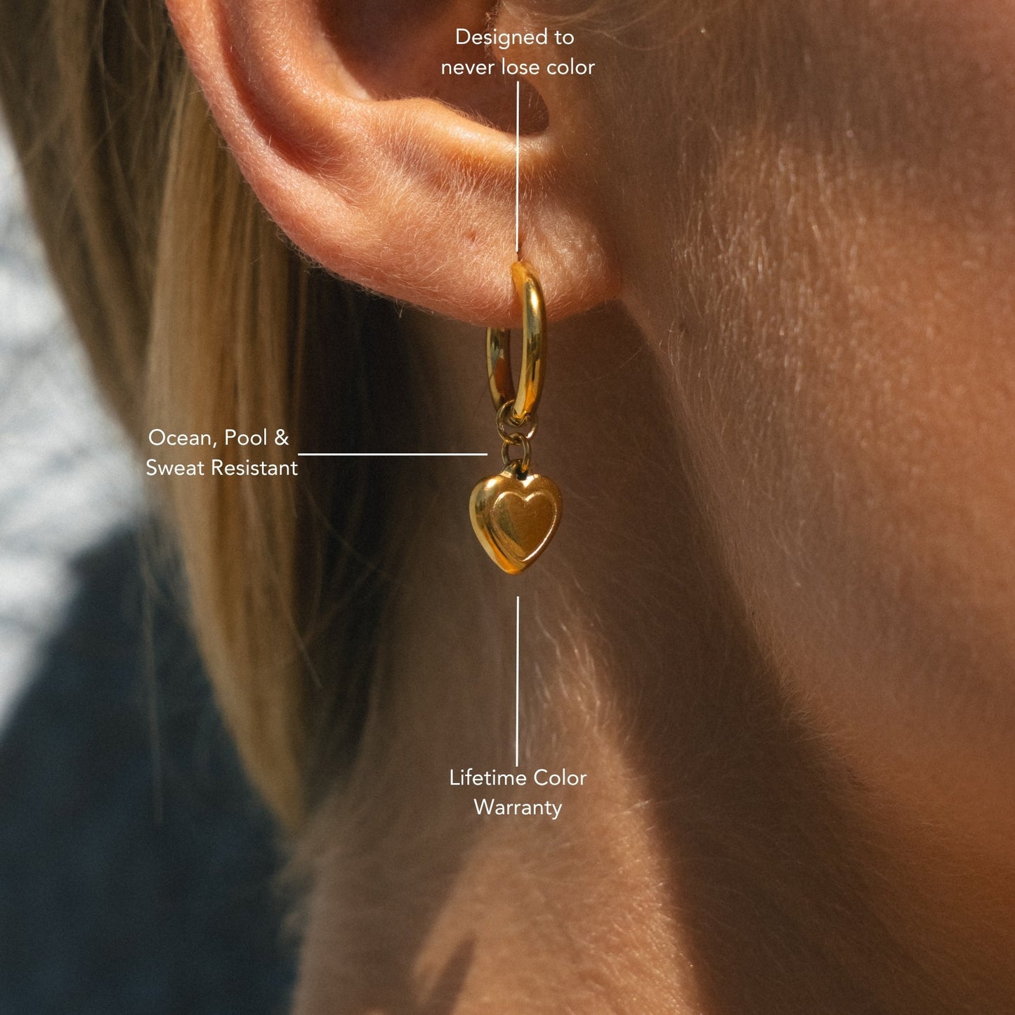 Damen Herz Creolen gold Edelstahl Ohrringe wasserfest hypoallergen