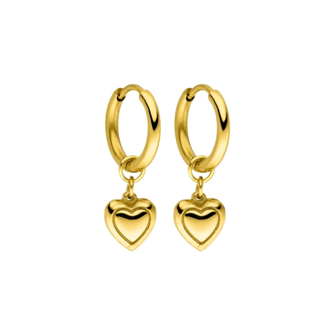 Damen Herz Creolen gold Edelstahl Ohrringe wasserfest hypoallergen