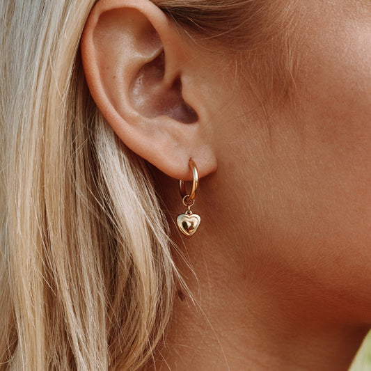 Damen Herz Creolen gold Edelstahl Ohrringe wasserfest hypoallergen