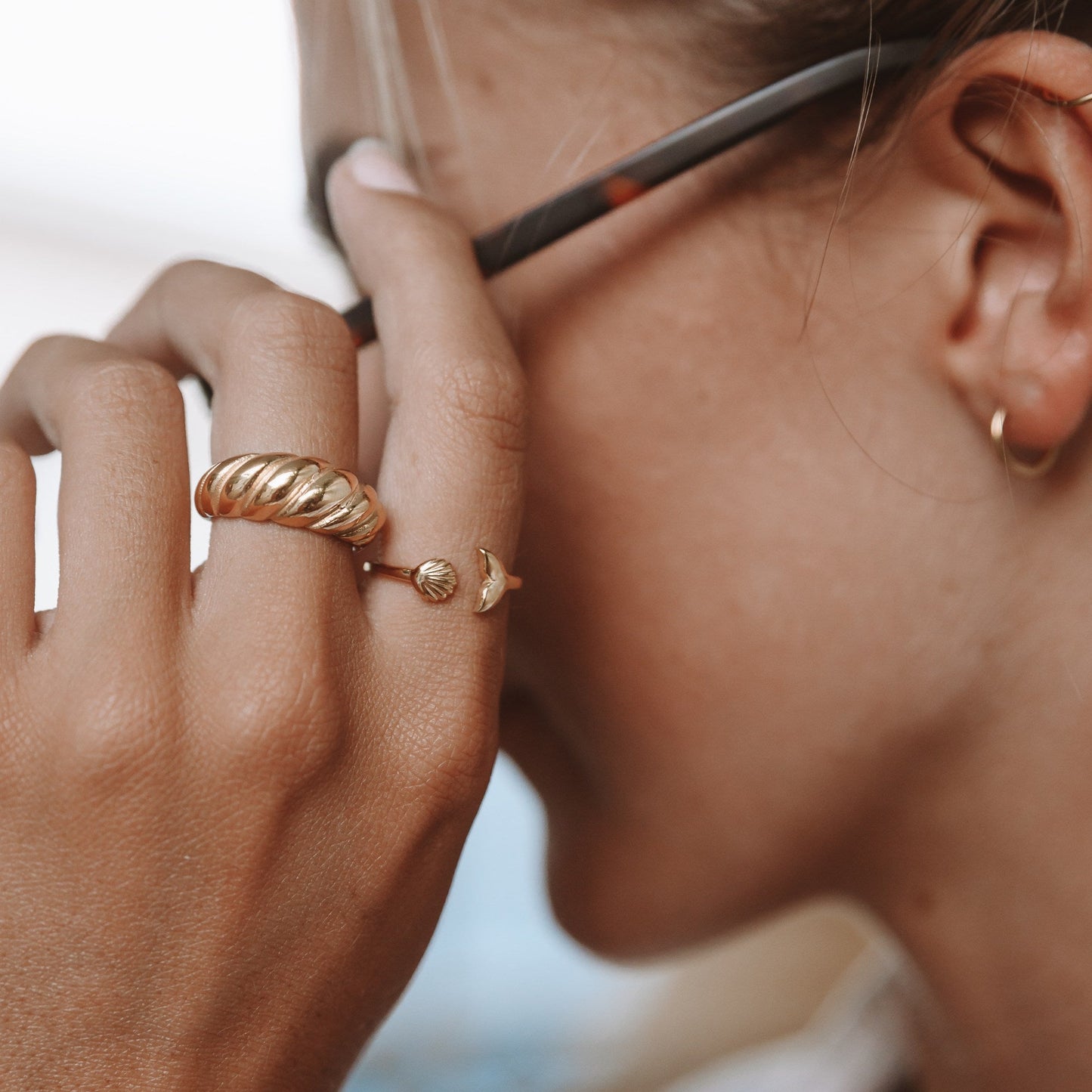 Damen Ring Gold Verstellbar Wasserdicht Hypoallergen Hawaii Style