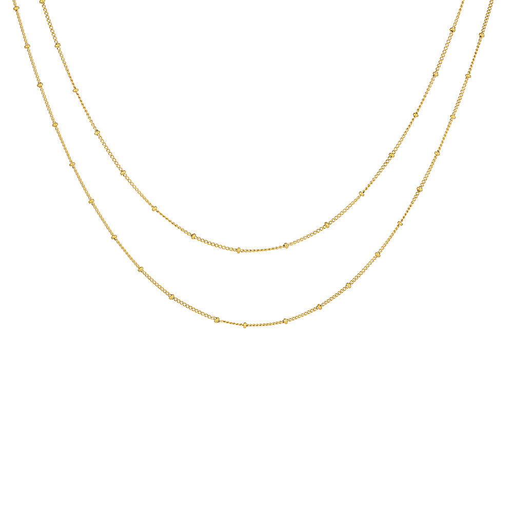 Damen Layered Choker Gold Doppelreihige Halskette wasserfest Edelstahl