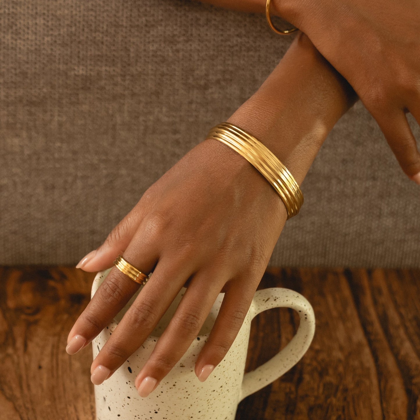 Damen Ring Gold mehrreihig wasserfest hypoallergen 6 mm