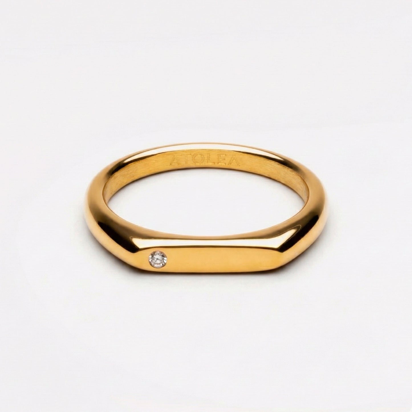 Damen Ring Gold mit weißem Zirkon, wasserfest, hypoallergen