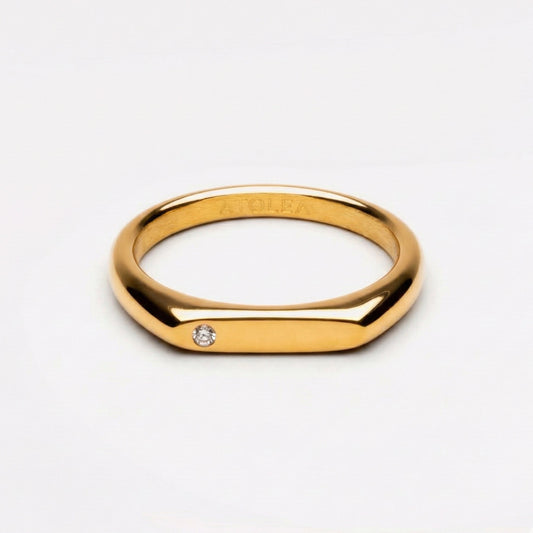 Damen Ring Gold mit weißem Zirkon, wasserfest, hypoallergen