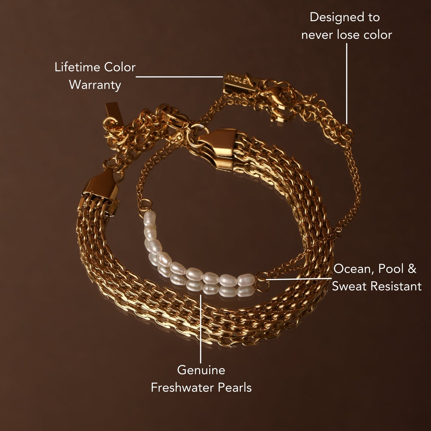 Damen Perlenarmband Süßwasserperlen gold Edelstahl wasserfest