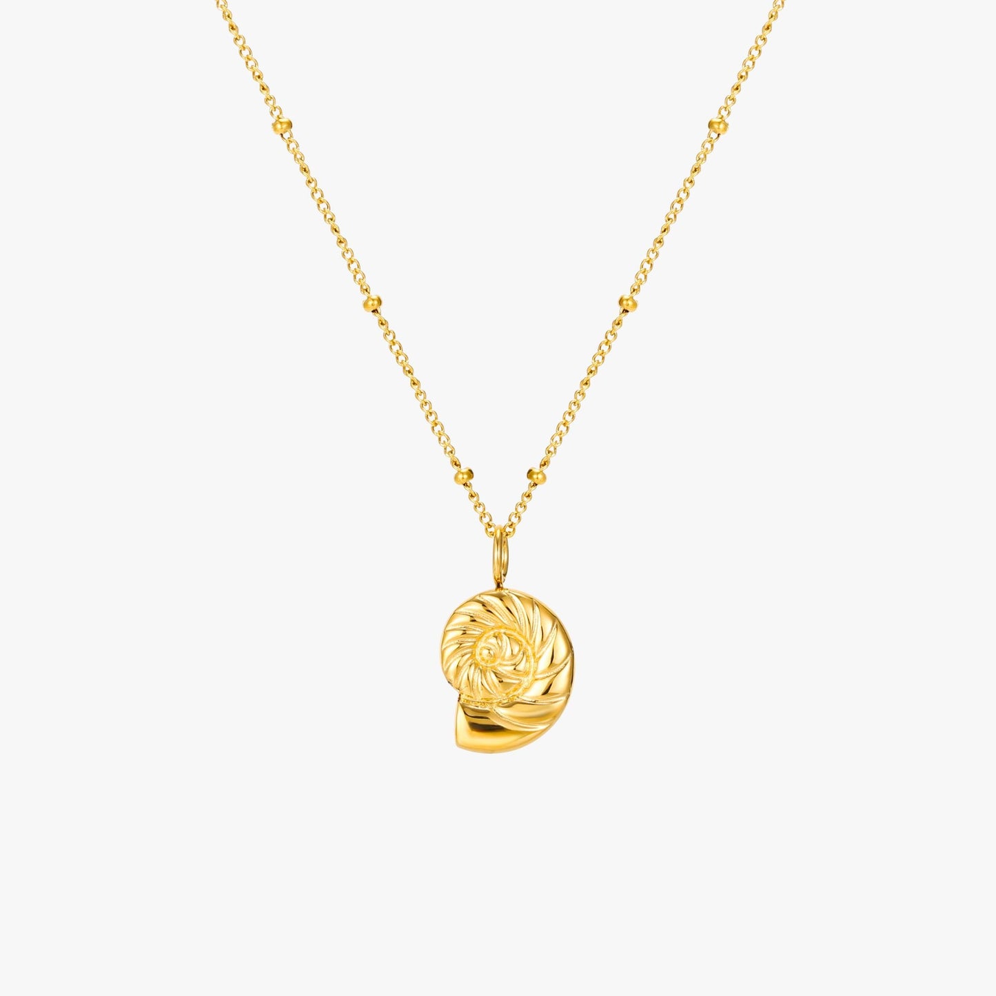 Damen Halskette Gold mit Nautilus Anhänger wasserfest Edelstahl verstellbar