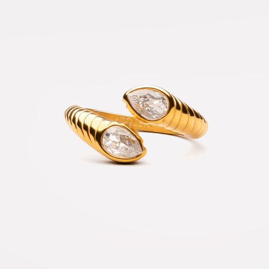 Damen Ring Gold offenes Design Zirkon wasserfest hypoallergen