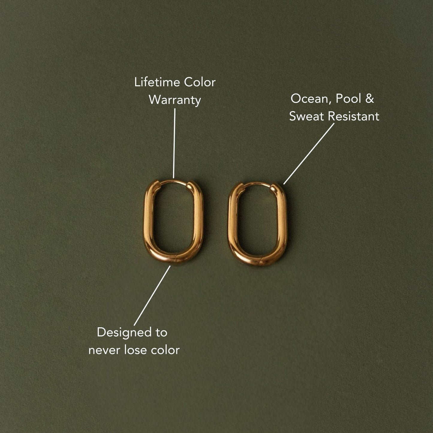 Damen Creolen Gold oval leicht wasserdicht hypoallergen