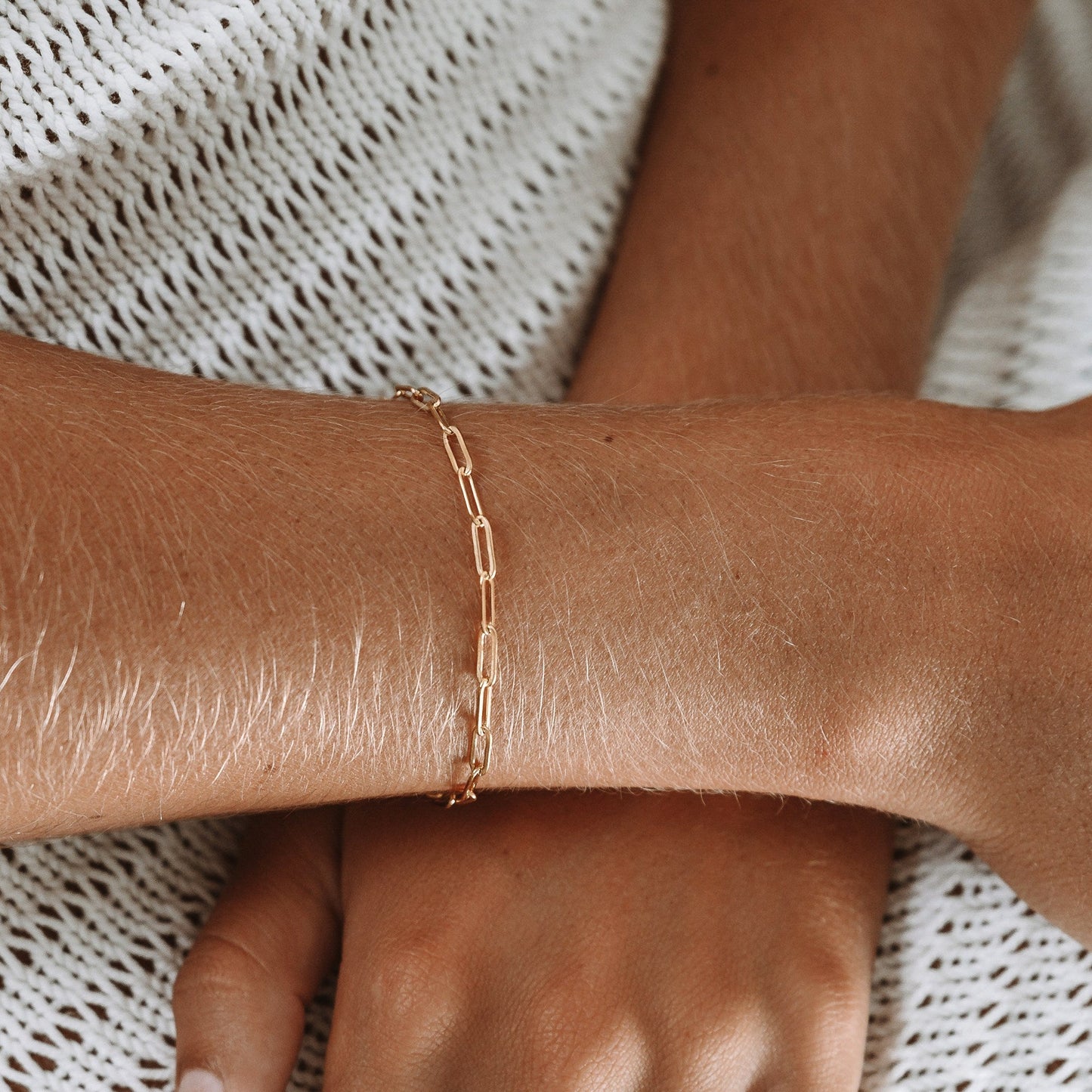 Damen Paperclip Armband Gold verstellbar wasserfest hypoallergen Edelstahl 3 mm