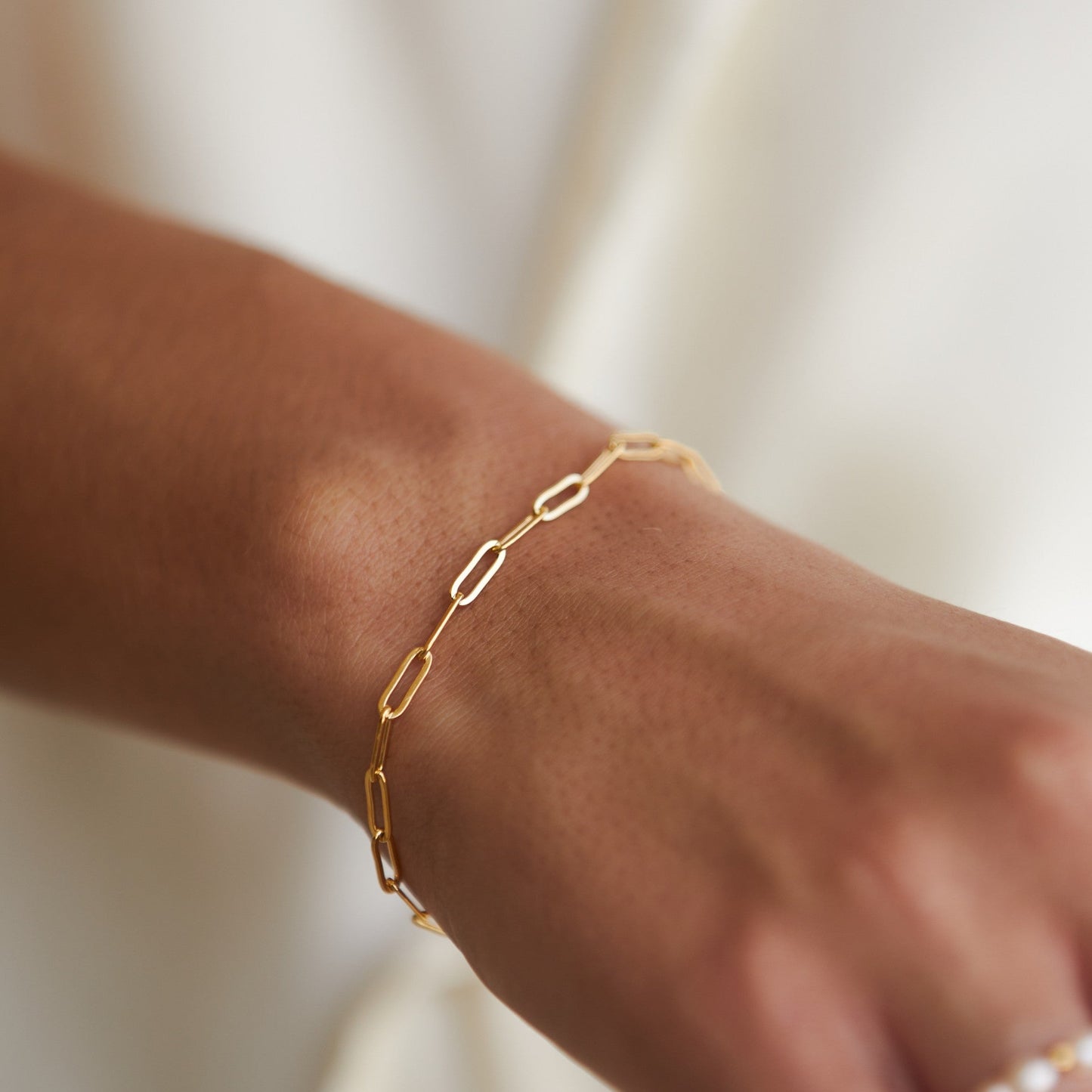 Damen Paperclip Armband Gold verstellbar wasserfest hypoallergen Edelstahl 3 mm