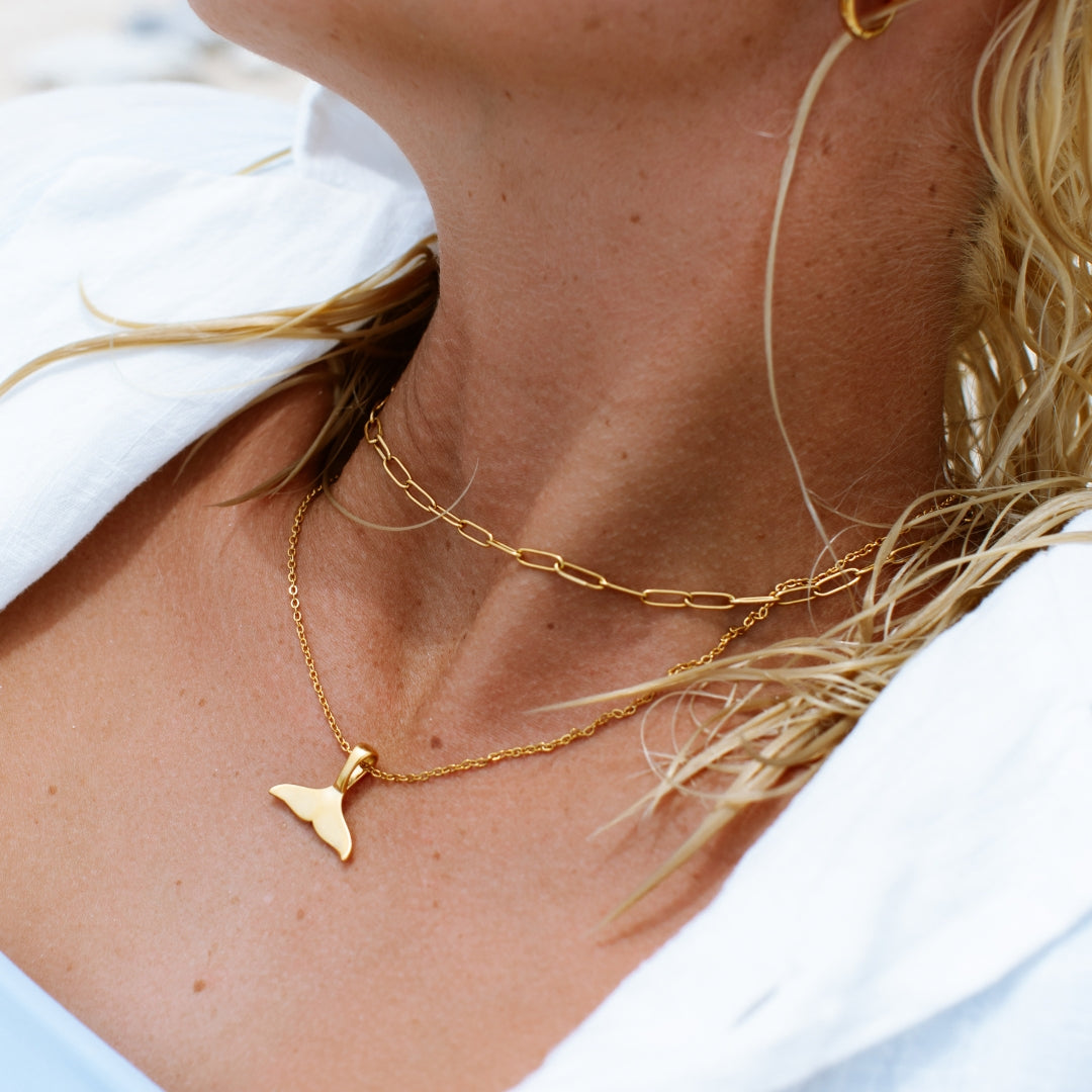 Damen Paperclip Choker Halskette Gold Gliederkette wasserdicht hypoallergen