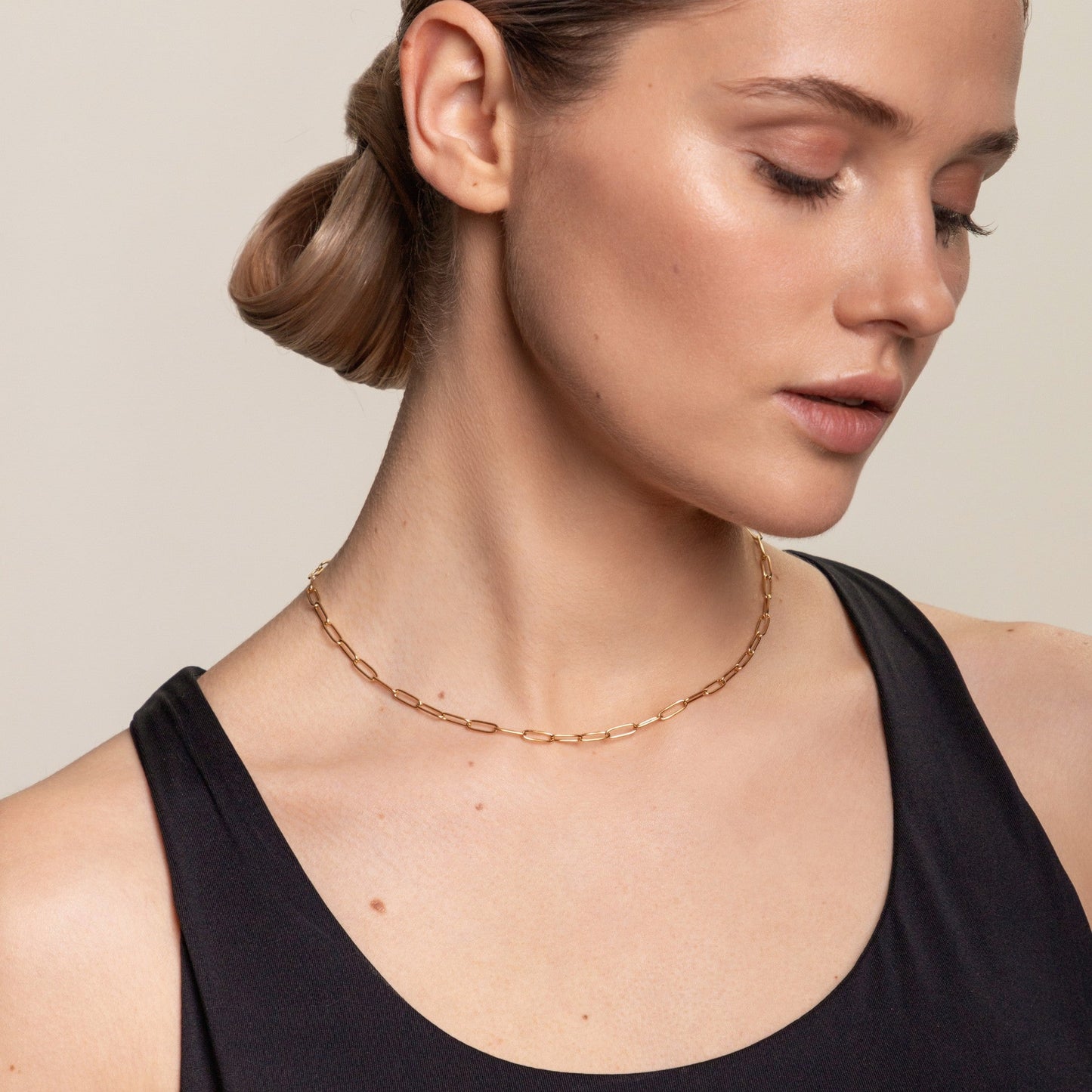 Damen Paperclip Choker Halskette Gold Gliederkette wasserdicht hypoallergen