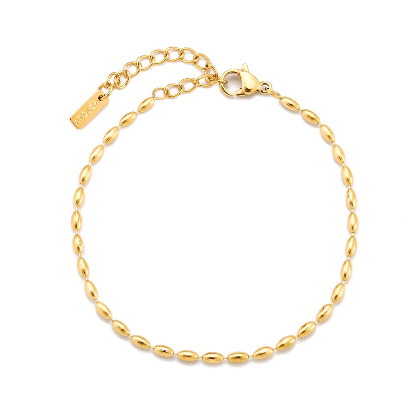 Damen Pebble Armband Gold verstellbar wasserfest hypoallergen Edelstahl Perlenkette