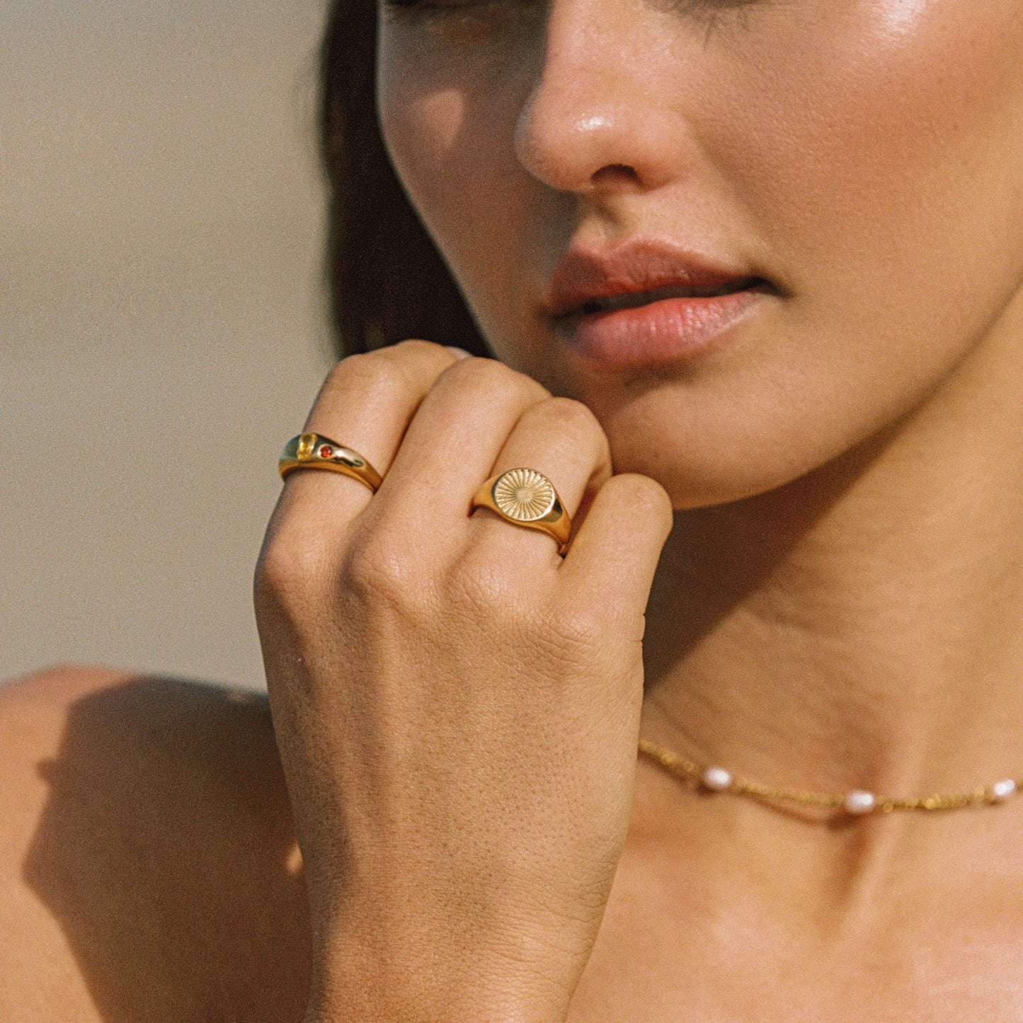 Damen Ring gold wasserfest hypoallergen breit 18k PVD Beschichtung