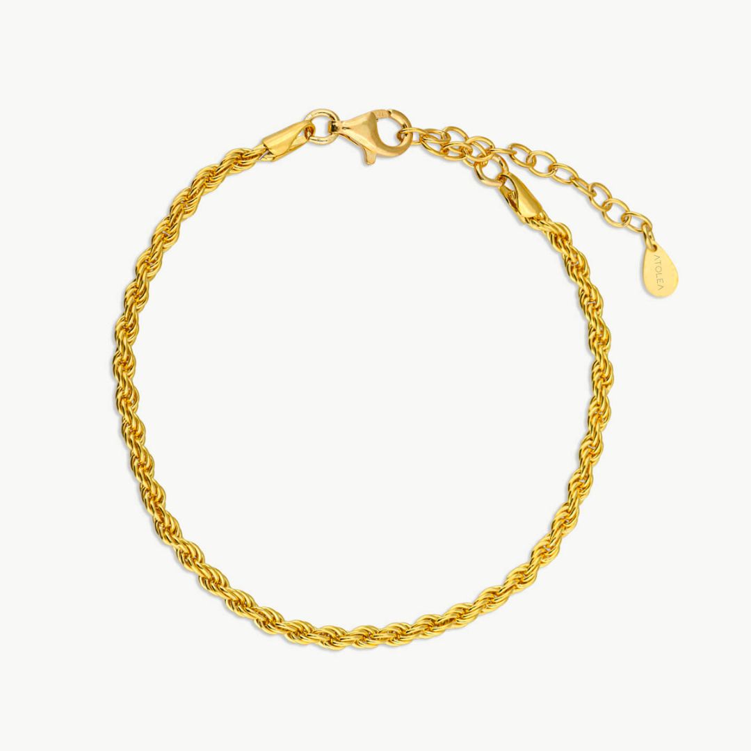 Damen Rope Chain Armband Gold verstellbar wasserfest hypoallergen Edelstahl 3 mm