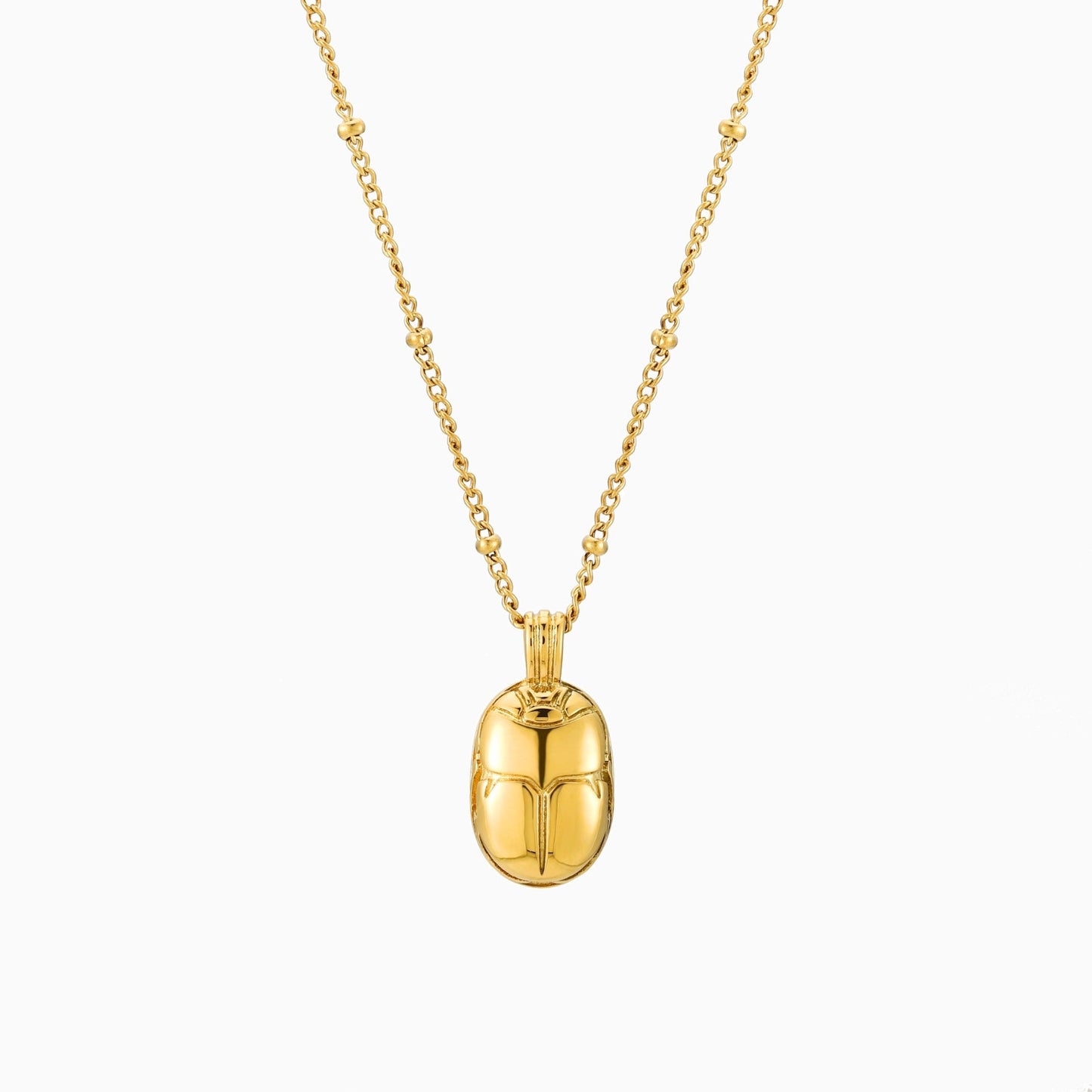 Damen Skarabäus Kette Gold mit grünem Zirkonia wasserfest Edelstahl