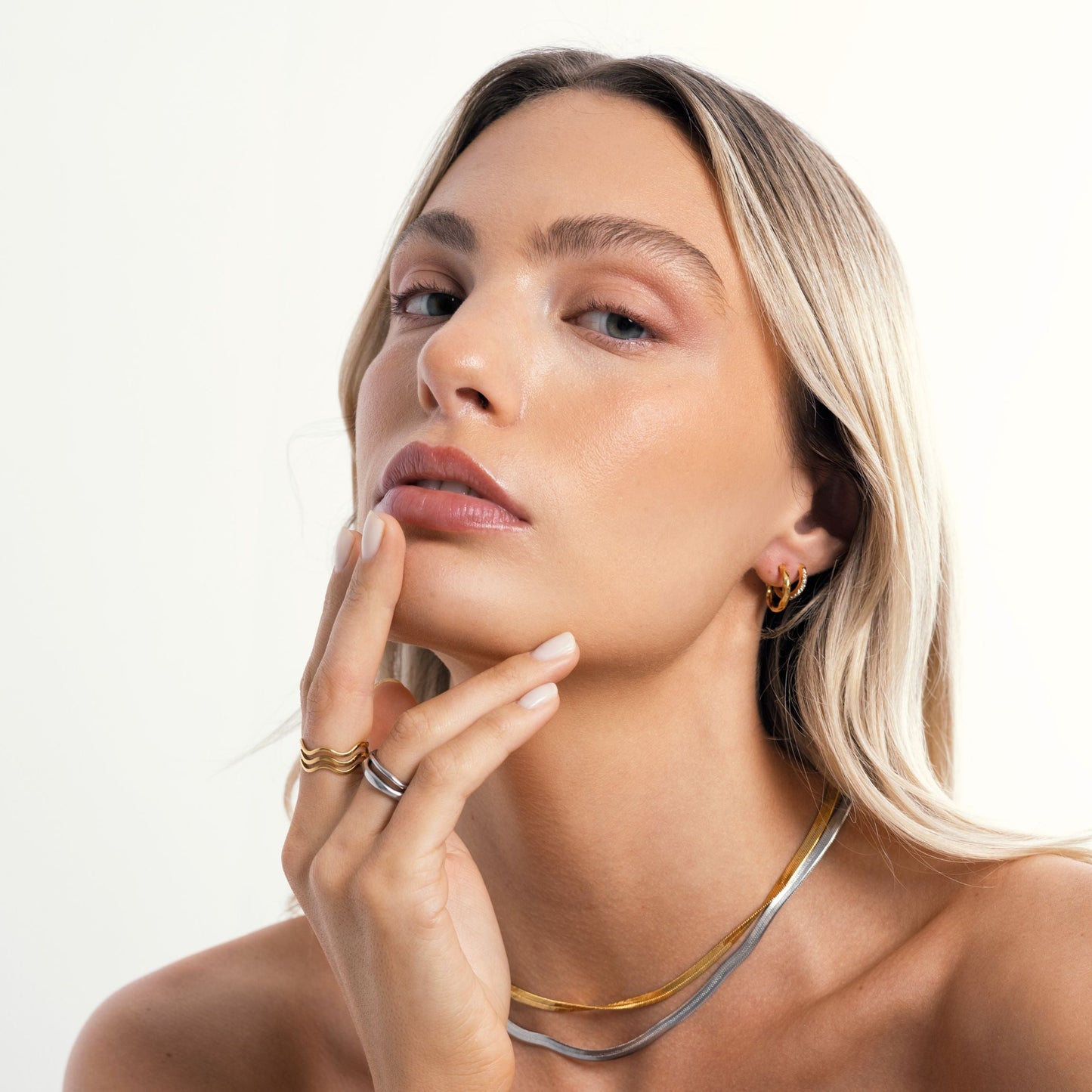 Damen Ring Set gold wasserfest stapelbar 2-teilig hypoallergen