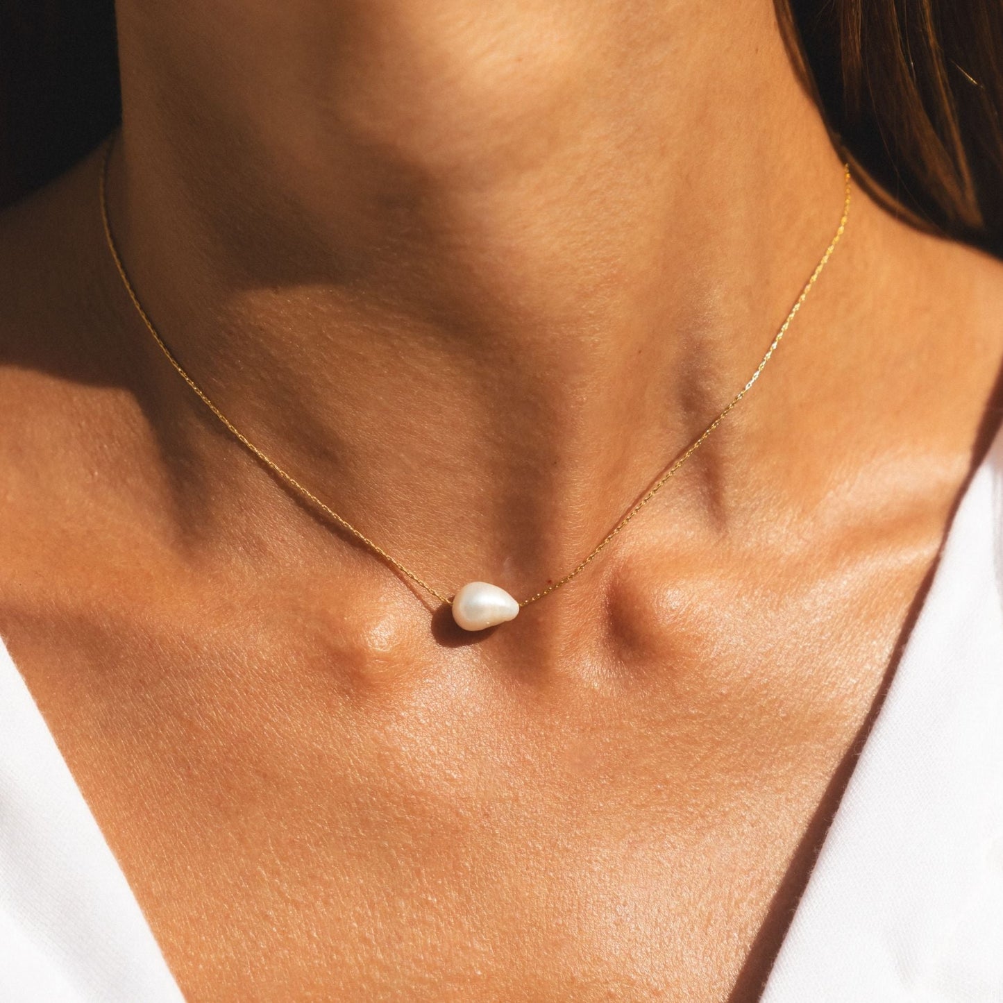 Damen Barockperlen Choker Gold Süßwasserperlen verstellbar wasserdicht