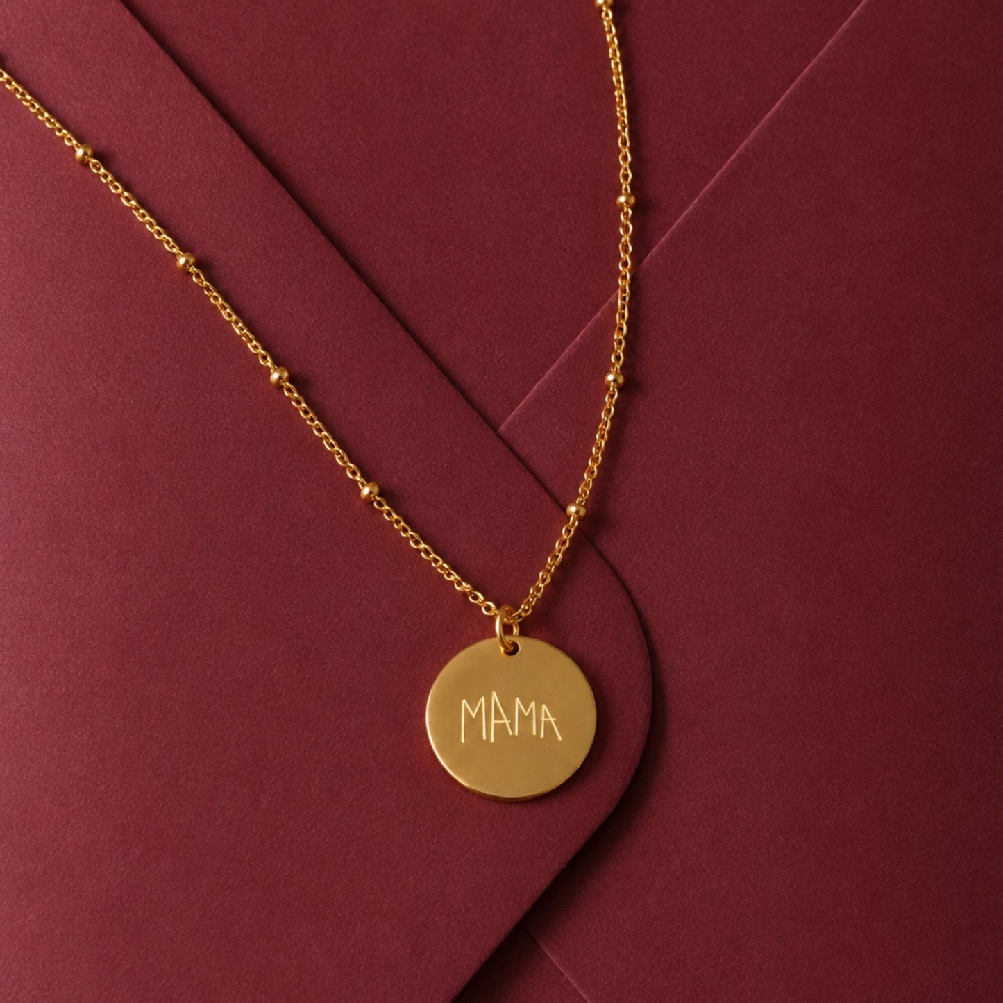 Damen Halskette Gold personalisiert mit Handschrift Gravur, runder Anhänger