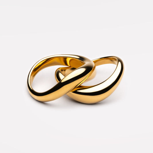 Damen Ring Set Gold stapelbar wasserdicht hypoallergen 2-teilig