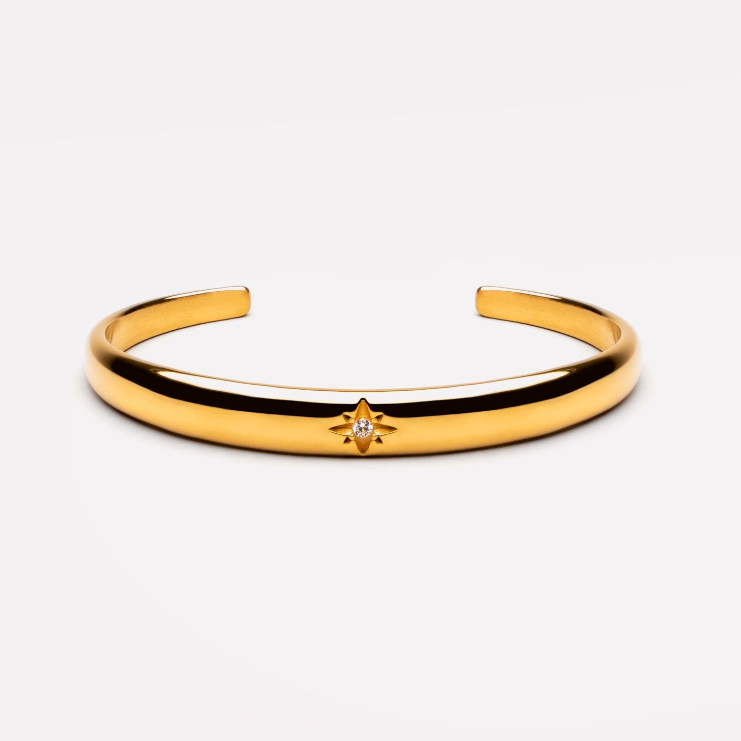 Damen Armreif Gold mit Sternmotiv und Zirkonsteinen wasserfest hypoallergen Edelstahl