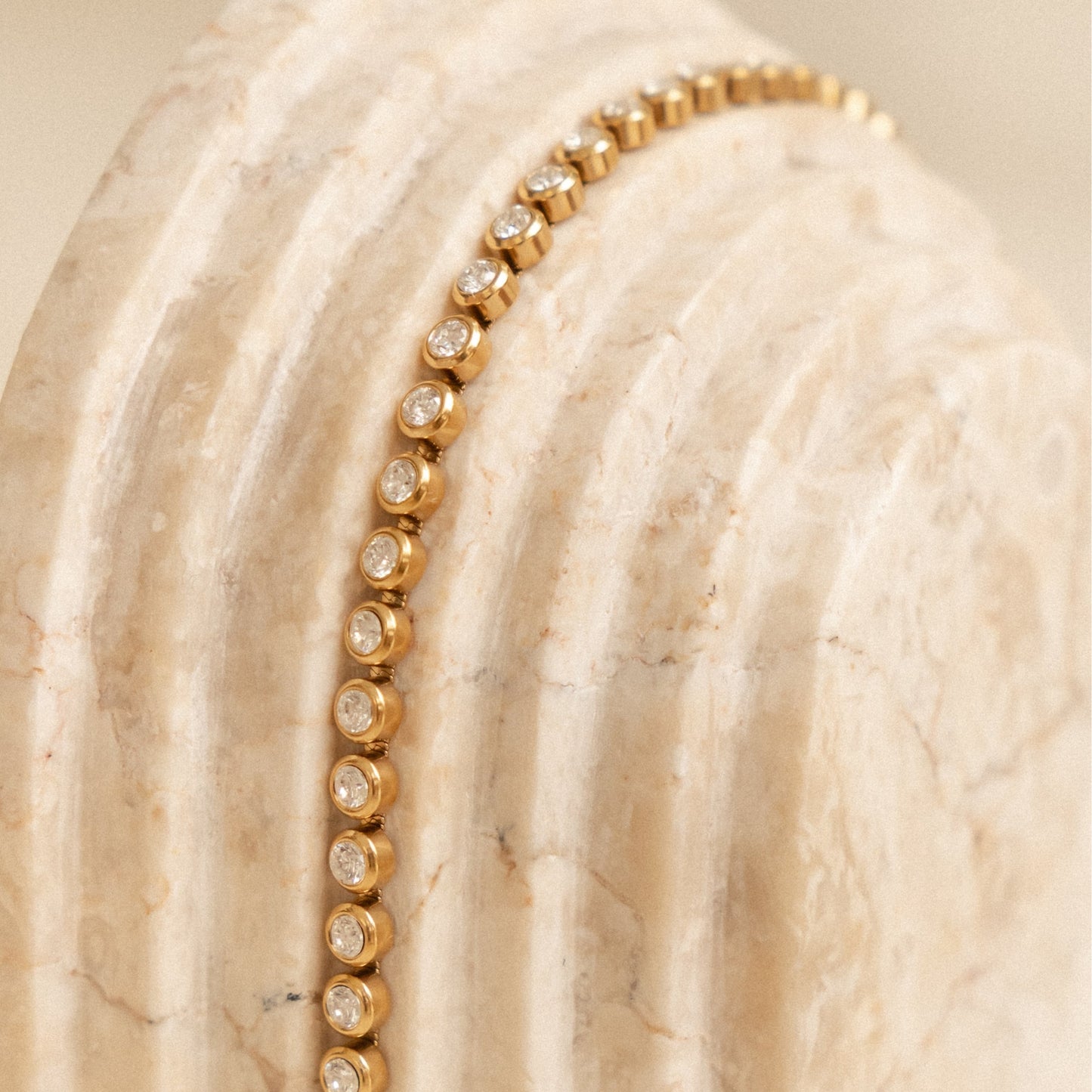 Damen Tennis Choker Gold mit Zirkon Steinen wasserfest
