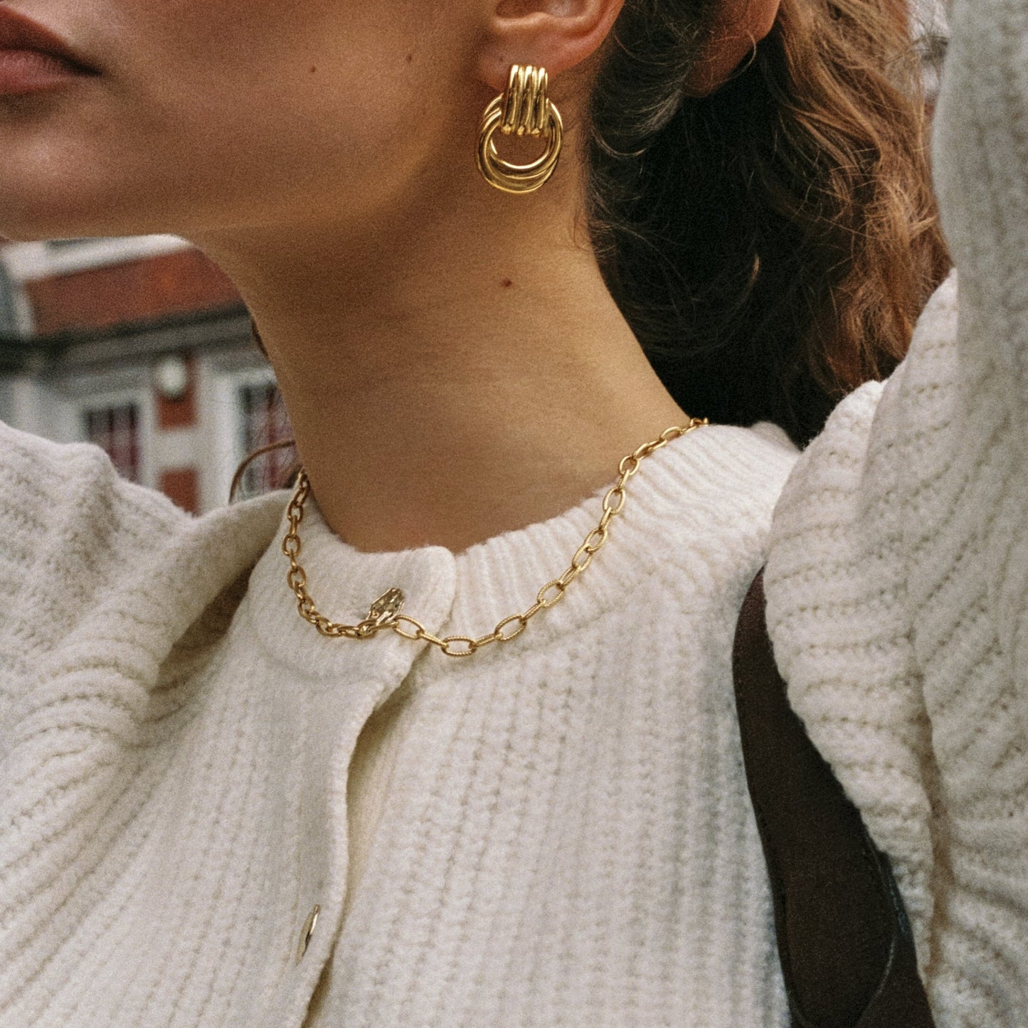 Damen Paperclip Choker Gold wasserfest mit Toggle Verschluss