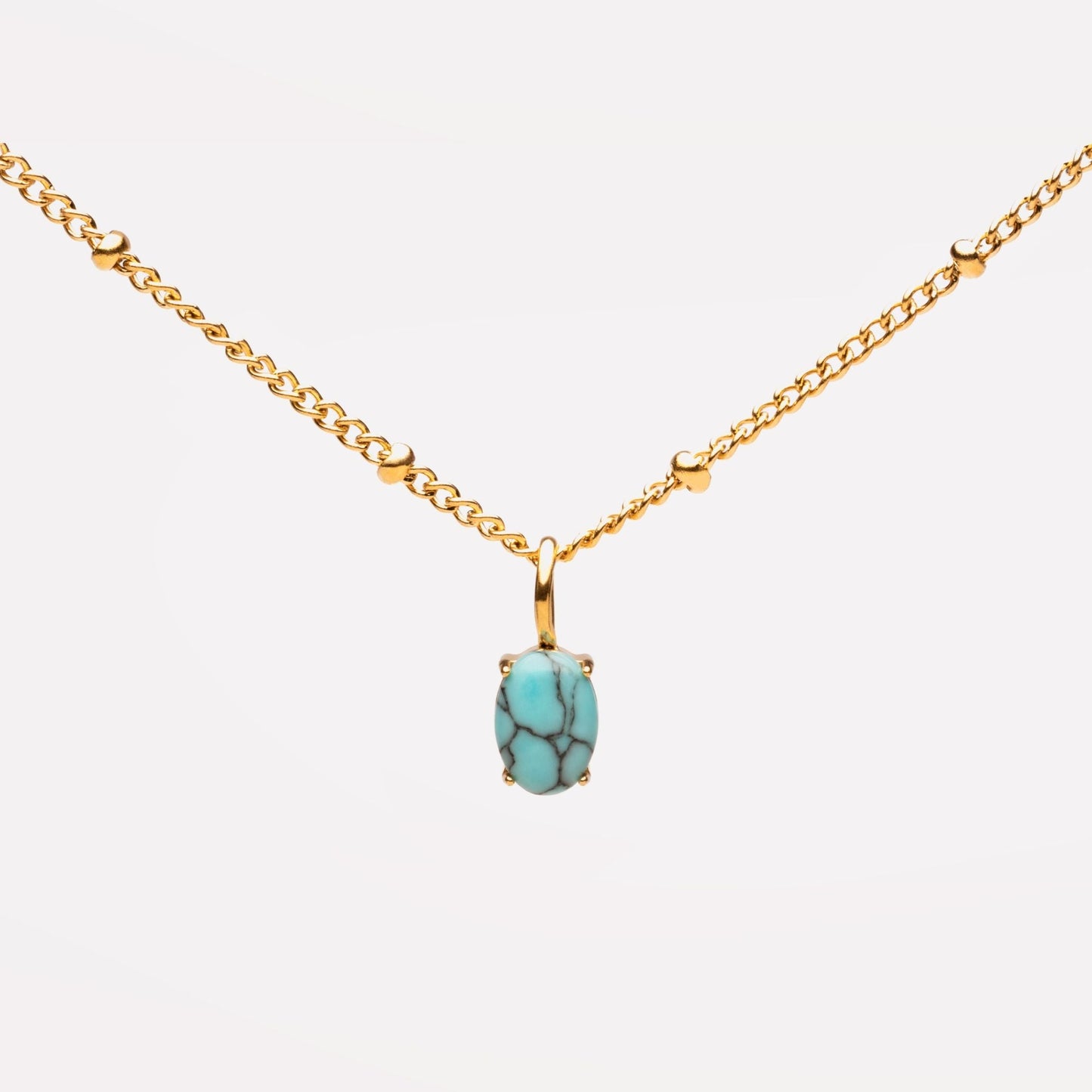 Damen Türkis Halskette Gold wasserfest mit Anhänger Beaded Chain