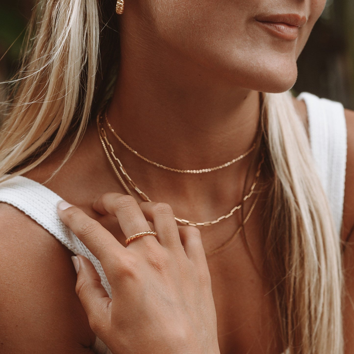 Damen Ring gold gedreht wasserfest stapelbar