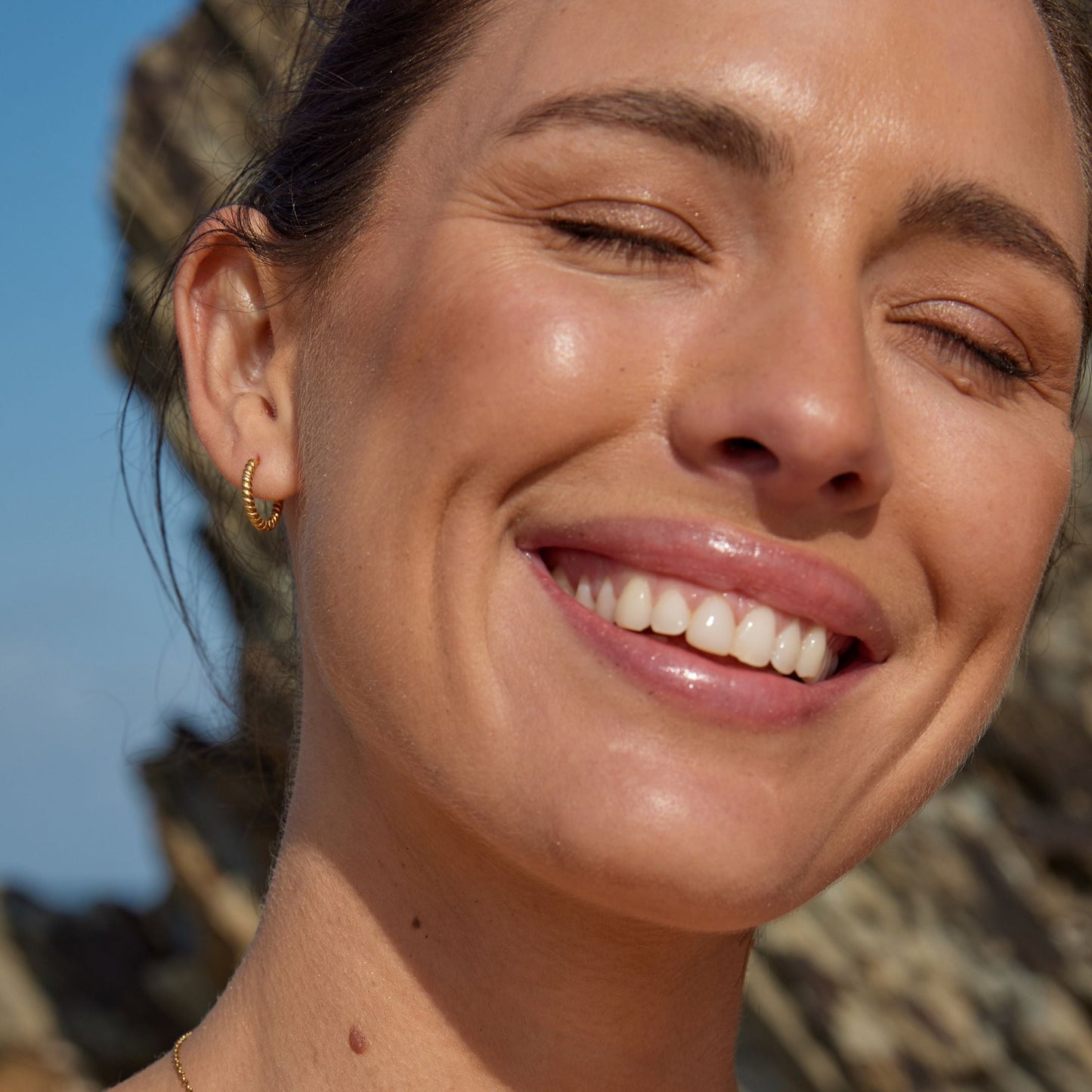 Damen gedrehte Creolen gold Edelstahl wasserfest hypoallergen