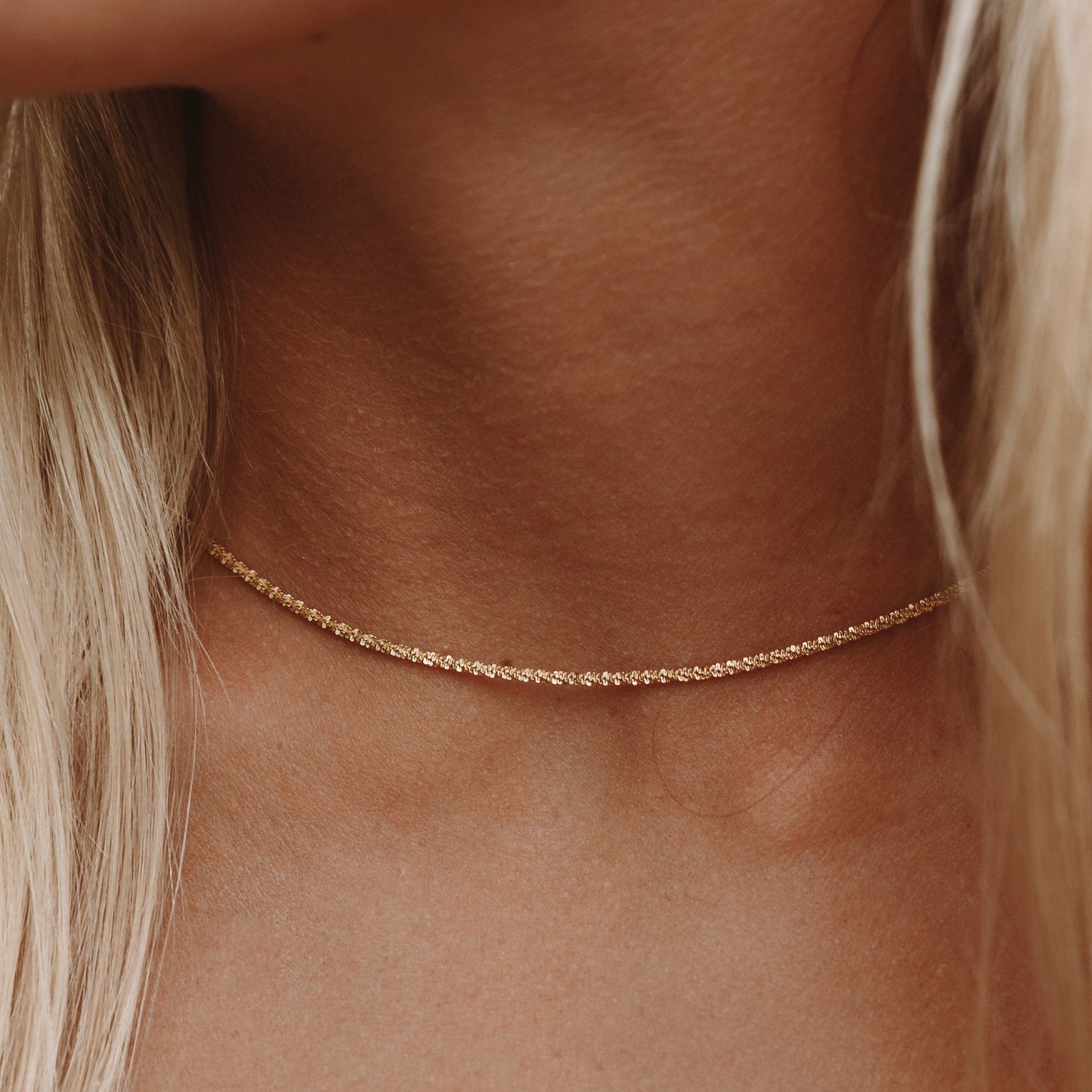 Damen Halskette Gold filigrane Gliederkette verstellbar wasserdicht hypoallergen