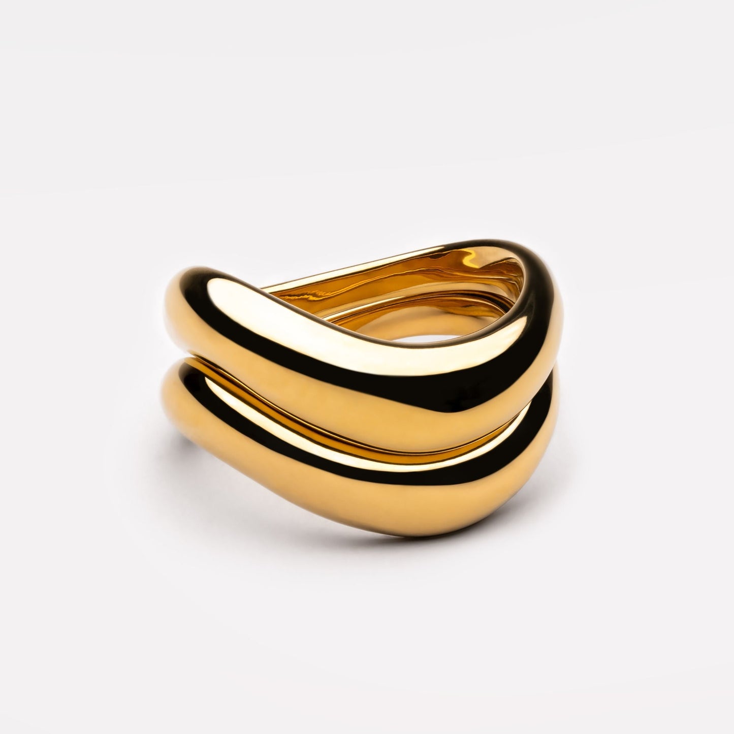 Damen Ring Set Gold stapelbar wasserdicht hypoallergen 2-teilig